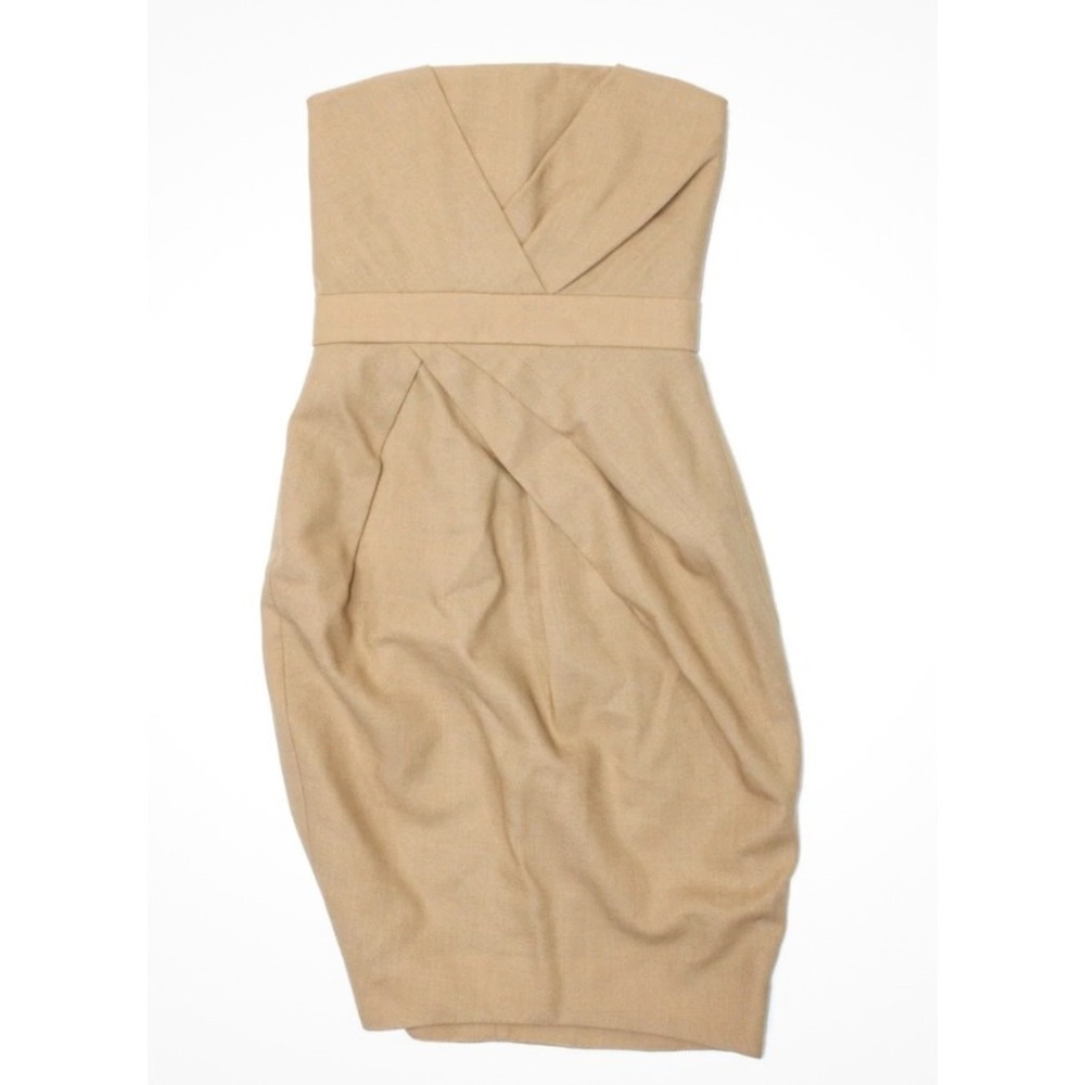 By Malene Birger Womens Brown Wool Drape Detail Strapless Shift Dress Size 34 xs